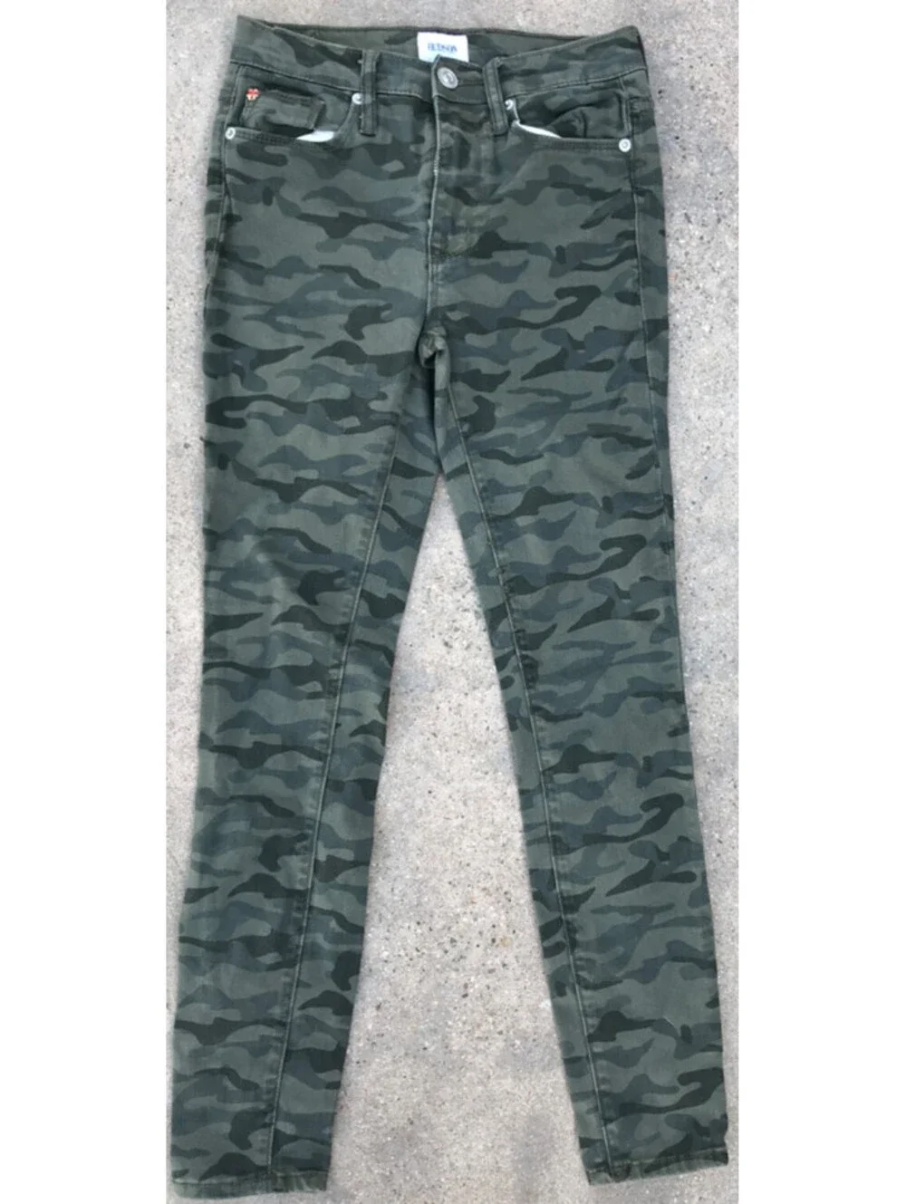 Hudson Blair High Rise Super Skinny Ankle Jeans Green Camo Womens 24